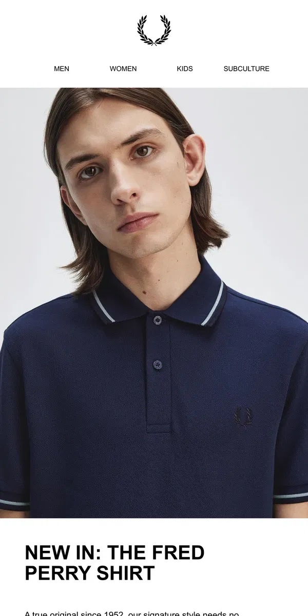 Email from Fred Perry. New In: The Fred Perry Shirt