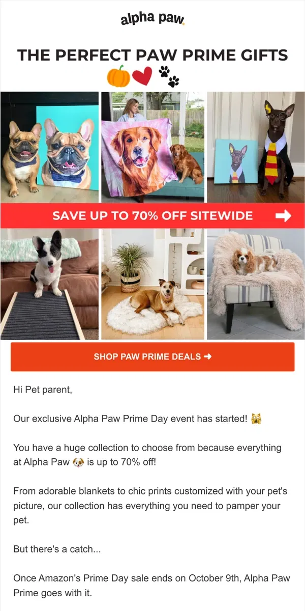 Email from Alpha Paw. The Perfect Paw Prime Gift 🎁