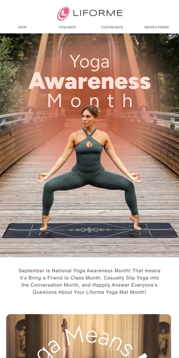 Email from Liforme. It’s Yoga Awareness Month 🧘