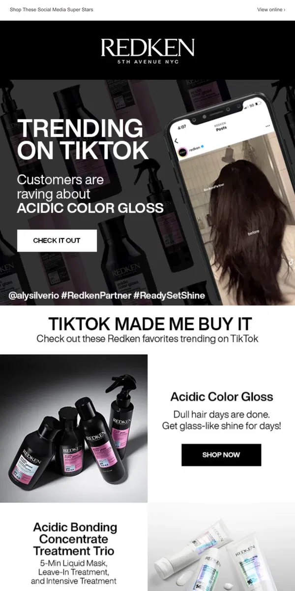 Email from Redken. TikTok Made me Buy It!