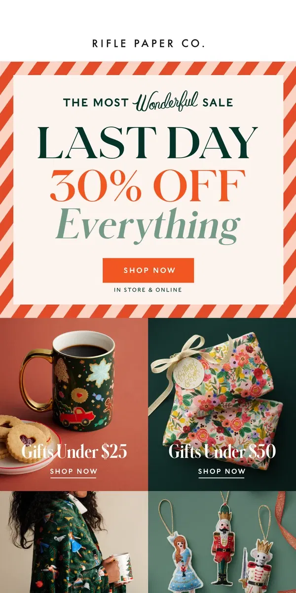 Email from Rifle Paper Co.. Last Chance 💫 30% Off Everything Ends Tonight