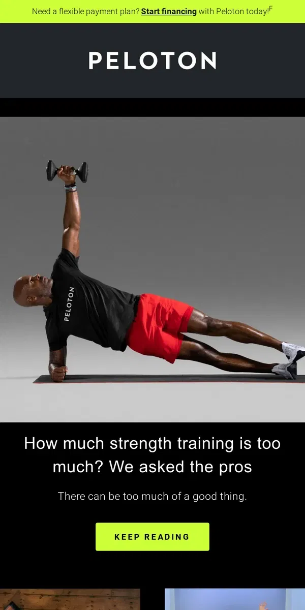 Email from Peloton. How much strength training is too much?