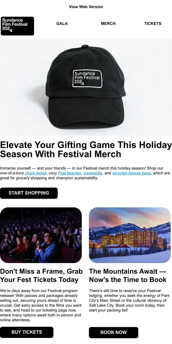 Email from Sundance. Need holiday gift inspo? We’ve got you covered.