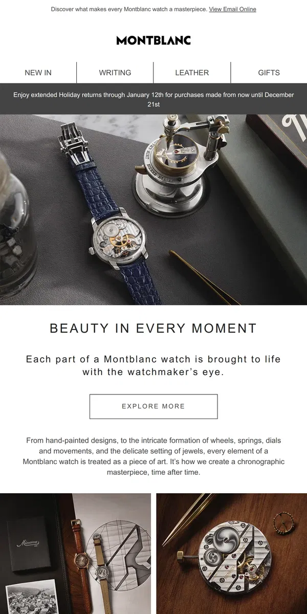 Email from Montblanc. Time, elevated to an artform.