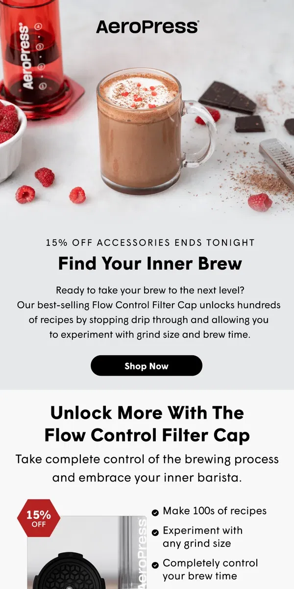 Email from AeroPress. Want to Unlock Hundreds of Coffee Recipes…