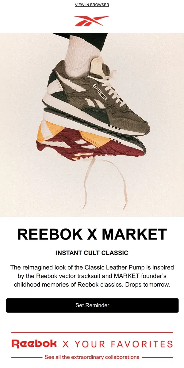 Email from Reebok. Classic Leather Pump got you like 👀 👀