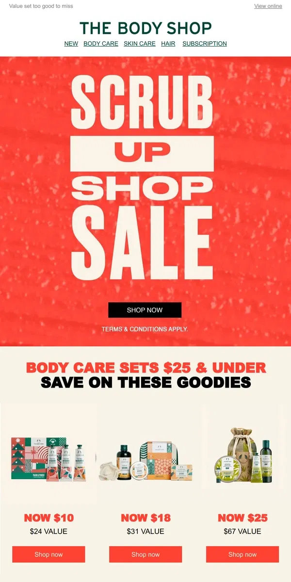 Email from The Body Shop. BODY & HAIRCARE up to 60% OFF