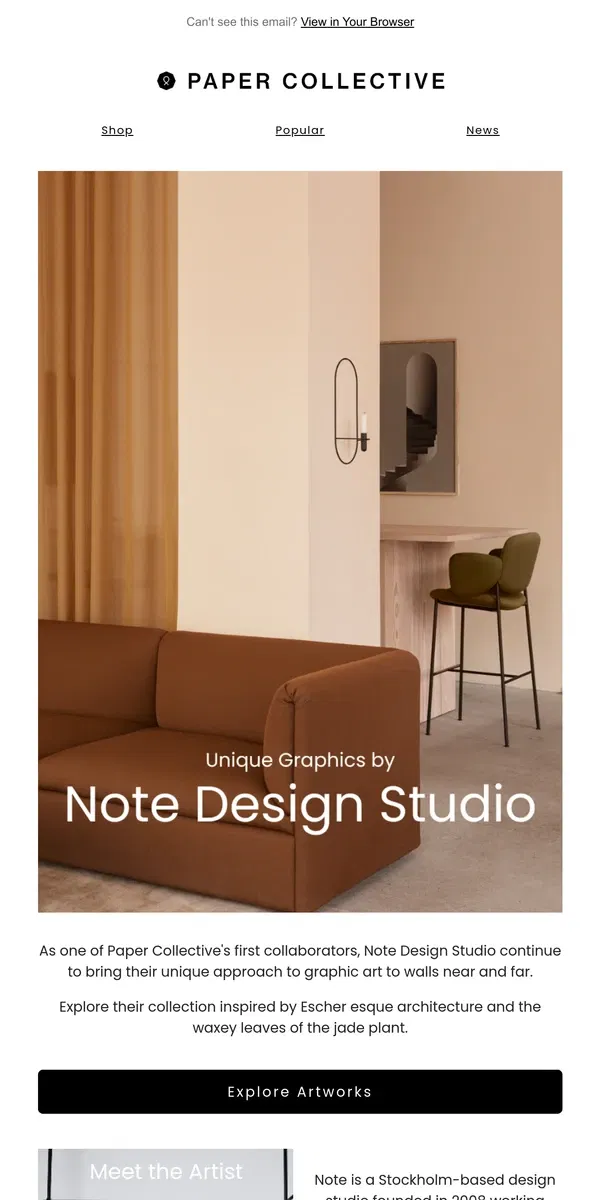 Email from Paper Collective. Sophisticated Wall Graphics