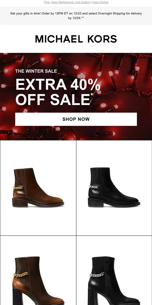 Email from Michael Kors. Extra 40% Off Wear-All-Winter Boots