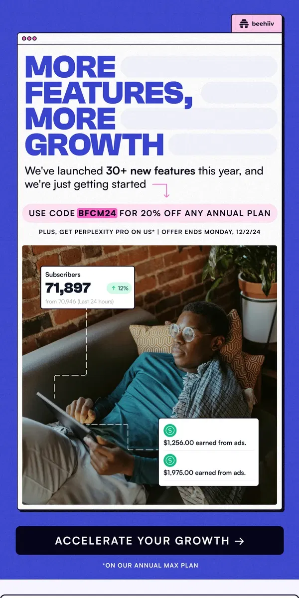 Email from beehiiv. Unbeatable Savings for Serious Growth 📈