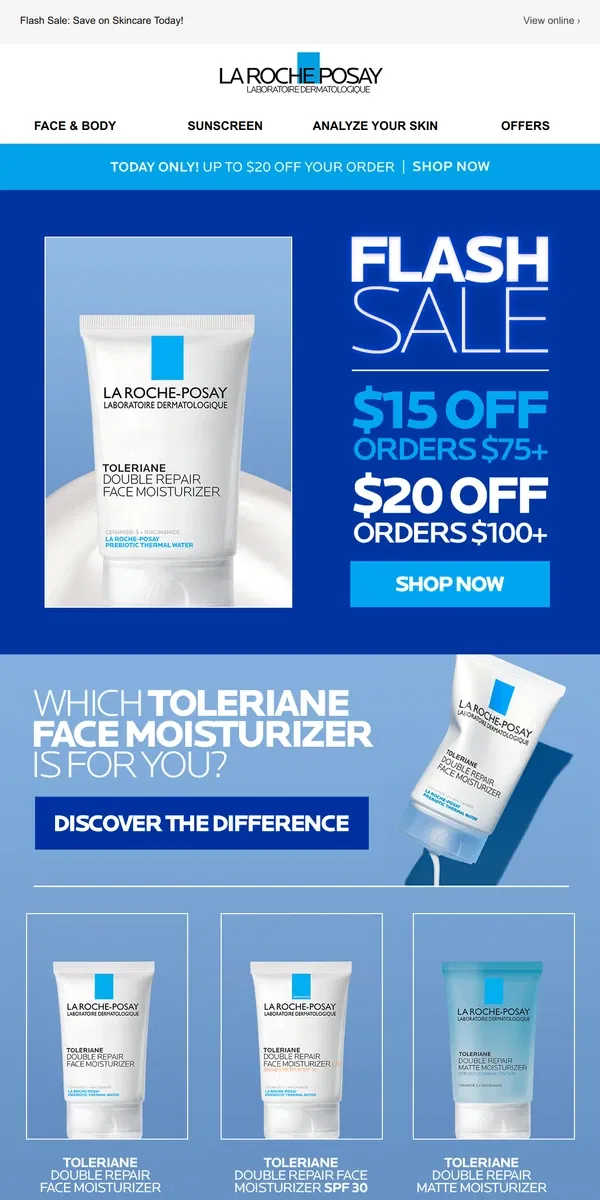 Email from La Roche-Posay. Today Only: Save up to $20!