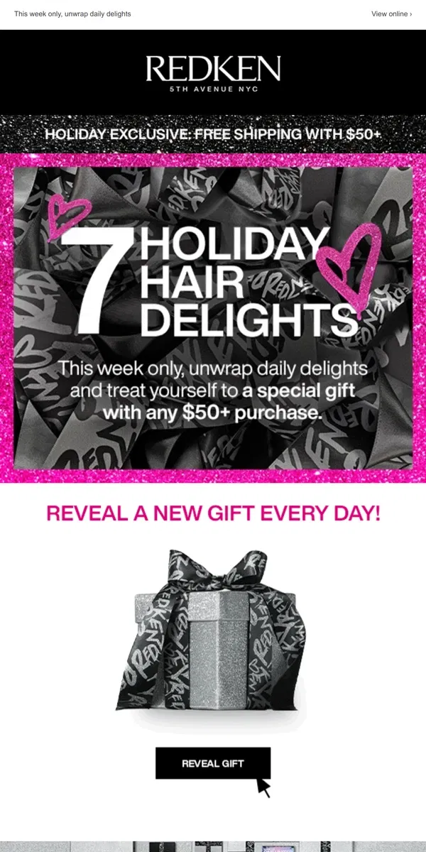 Email from Redken. Day 2 Gift Revealed: Exclusive Redken Pouch