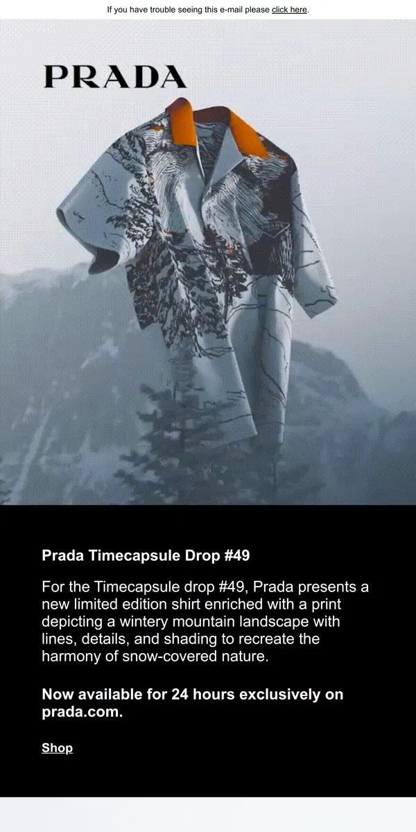 Email from Prada. Now Live: Prada Timecapsule Drop #49