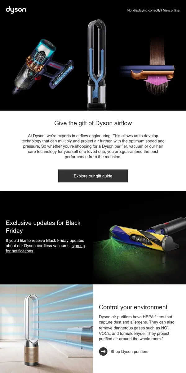 Email from Dyson. Give the gift of Dyson Technology