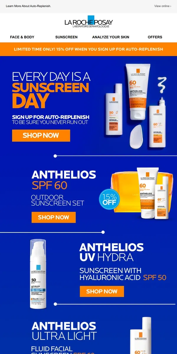 Email from La Roche-Posay. Replenish & save on your daily skincare staples!