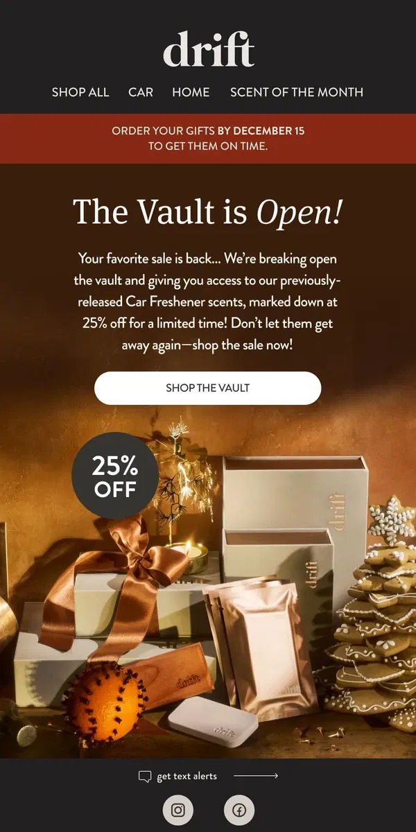 Email from drift.. SHOP THE VAULT! 25% OFF Previously Released Scents!