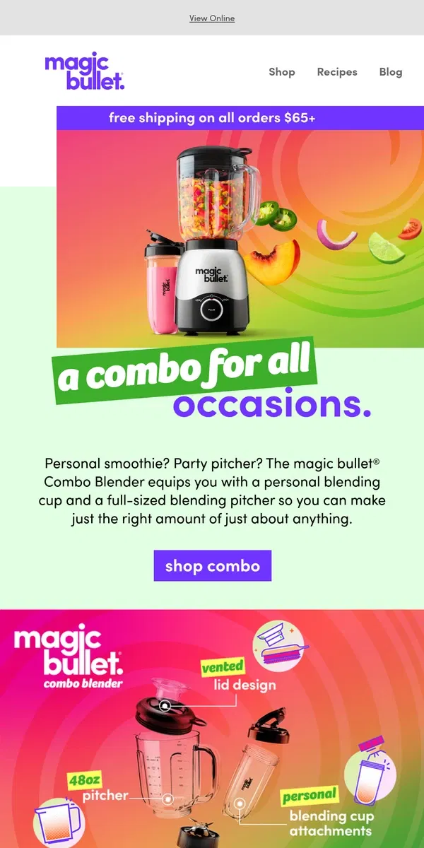 Email from nutribullet. Blend for one, or blend to share!