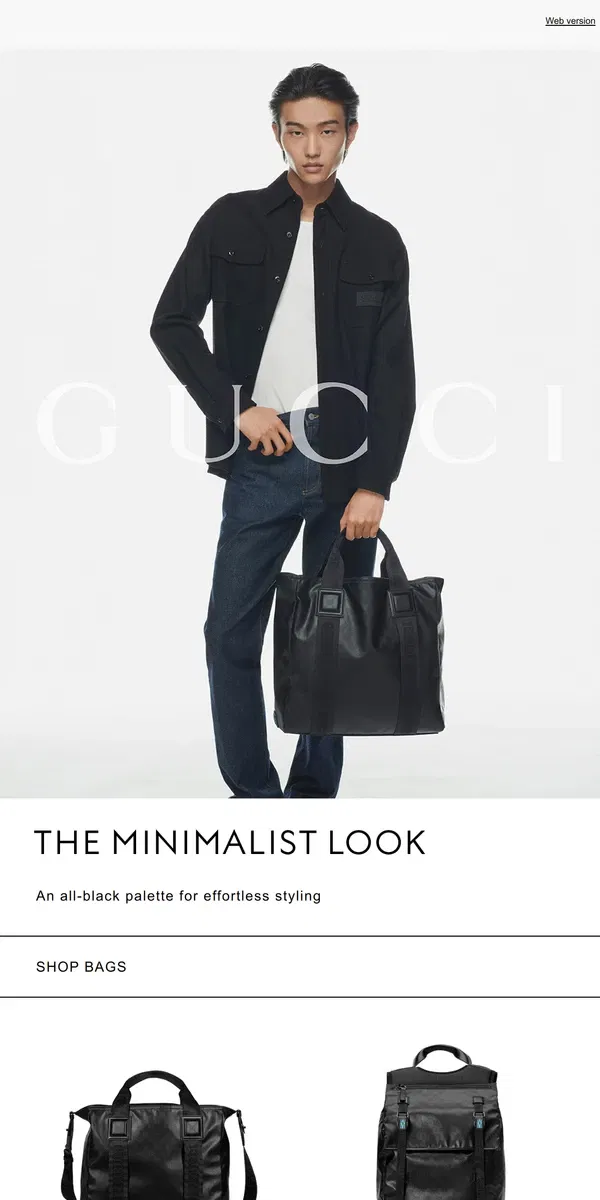 Email from GUCCI. Matched and Minimal