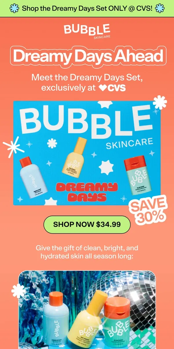 Email from Bubble Skincare. MORE BUBBLE JUST DROPPED…