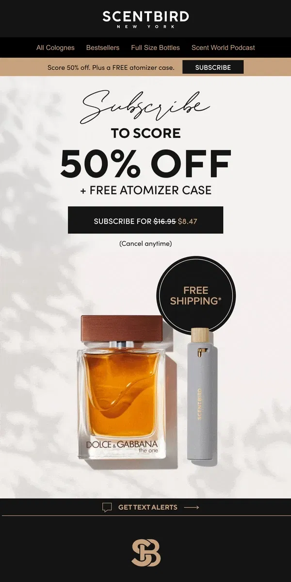 Email from Scentbird. Exclusive Gift And 50% Off Inside