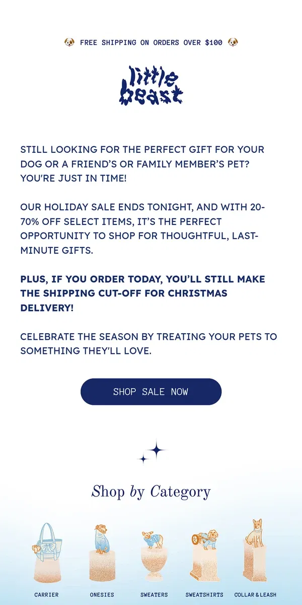 Email from Little Beast. Last Chance for 20-70% Off!