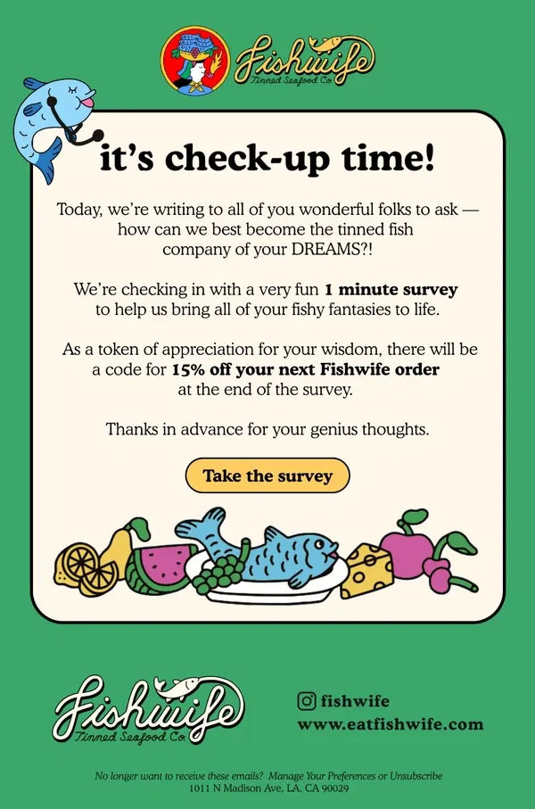 Email from Fishwife. WHICH TINNED FISH DO YOU WANT?!