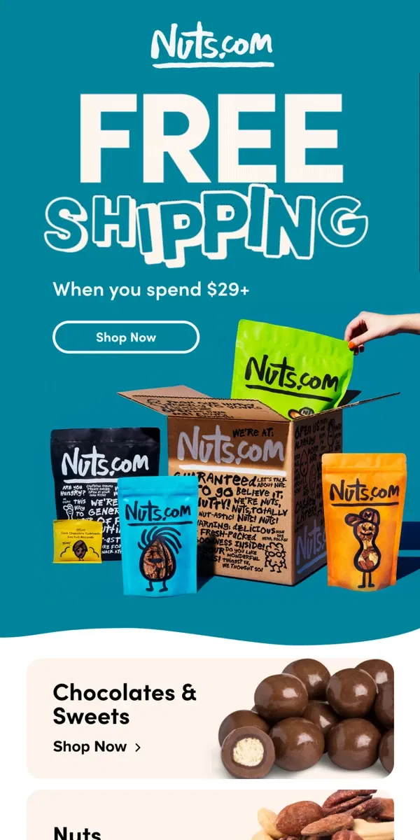 Email from Nuts.com. Free Shipping🚨