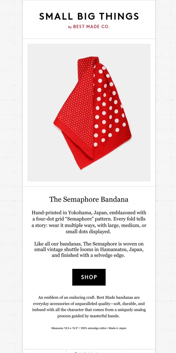 Email from Best Made Co.. New: The Semaphore Bandana