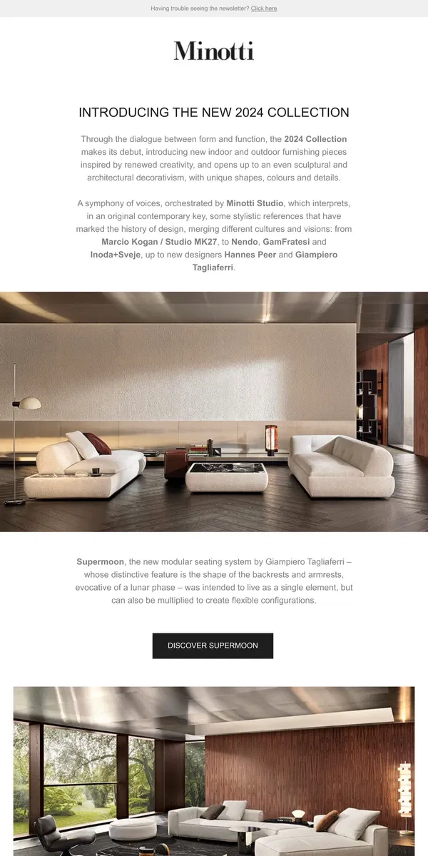 Email from MINOTTI. INTRODUCING THE NEW 2024 COLLECTION