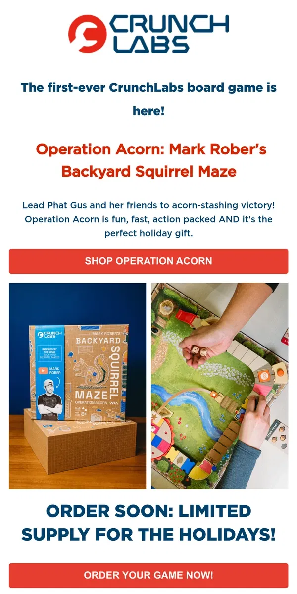 Email from CrunchLabs. First-ever CrunchLabs Board Game is Here!