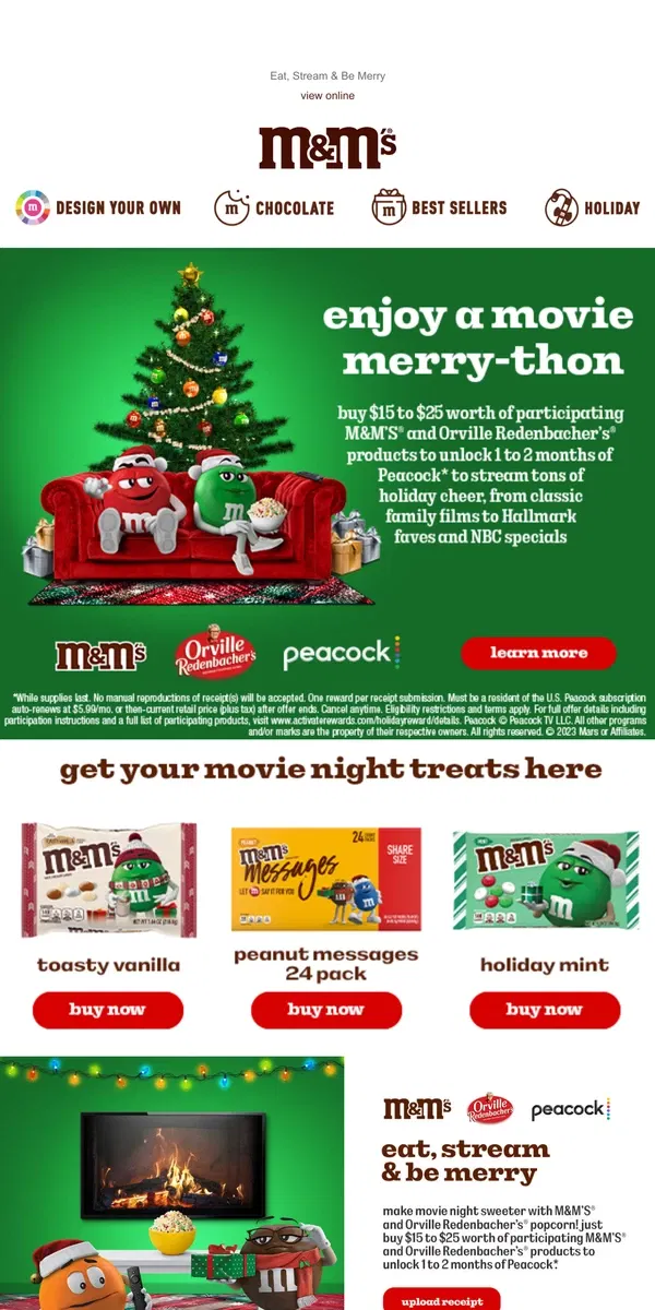 Email from M&M's. Enjoy A Movie Merry-Thon!