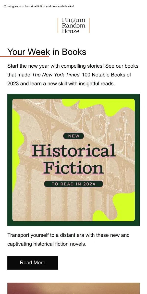 Email from Penguin Random House. Your Week in Books: New Year, New Books