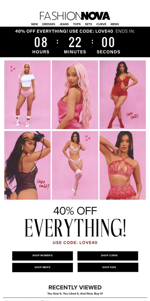 Email from Fashion Nova. LAST CHANCE To Get 40% Off🚨