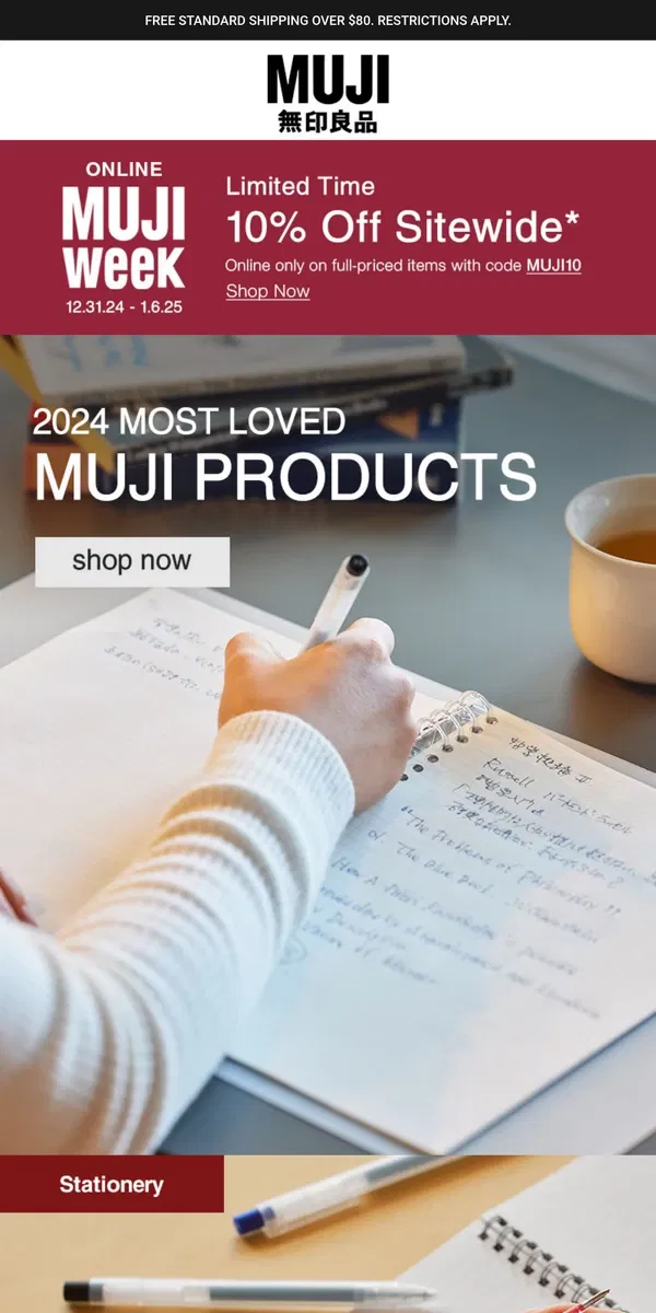 Email from MUJI. 2024’s Most Loved Picks Are In! 😍