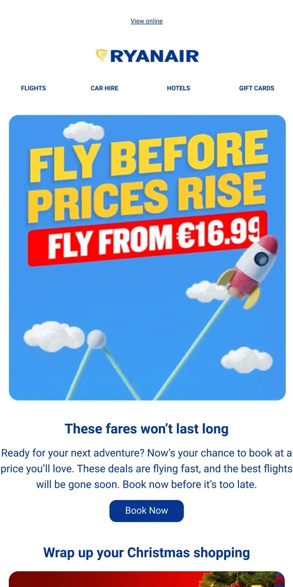 Email from Ryanair. Time to book is now! ✔️✈