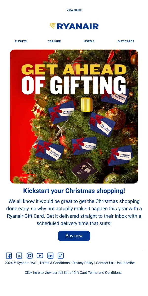 Email from Ryanair. It's never too early… 🎅🎁