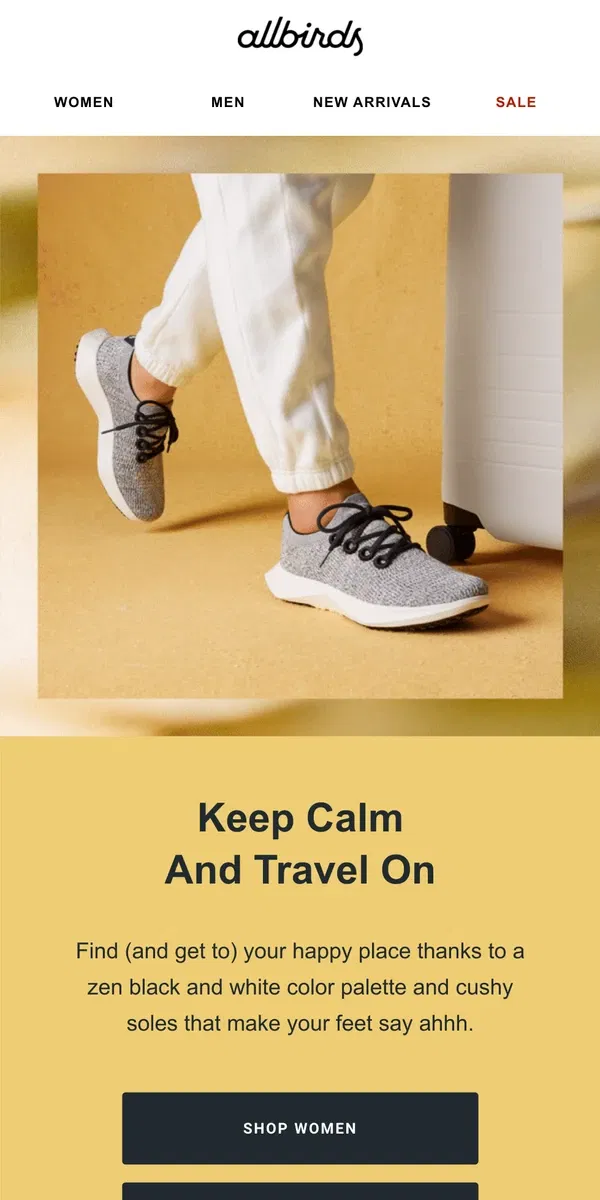 Email from Allbirds. Crowded Freeways? Canceled Flights?