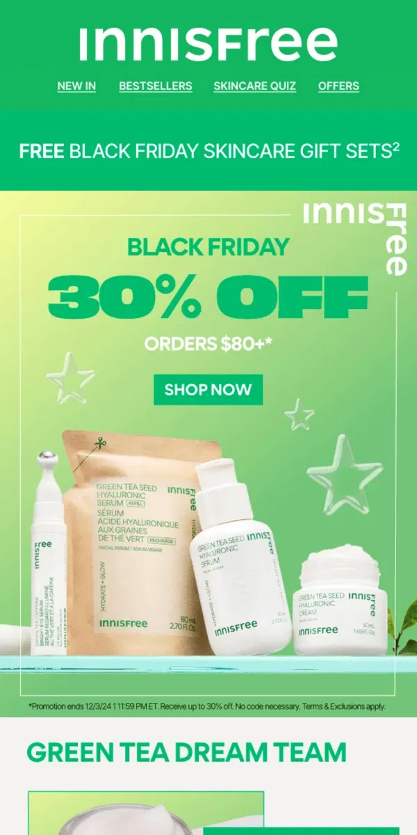 Email from innisfree. Black Friday Sale! Up to 30% OFF