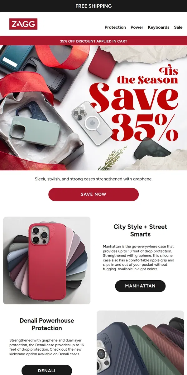 Email from ZAGG. Tis the Season for Savings: Enjoy 35% Off Graphene-Infused Cases!