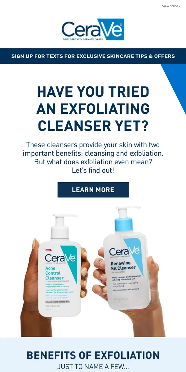 Email from CeraVe. Skincare Hack: Using a 2-in-1 Cleanser!?