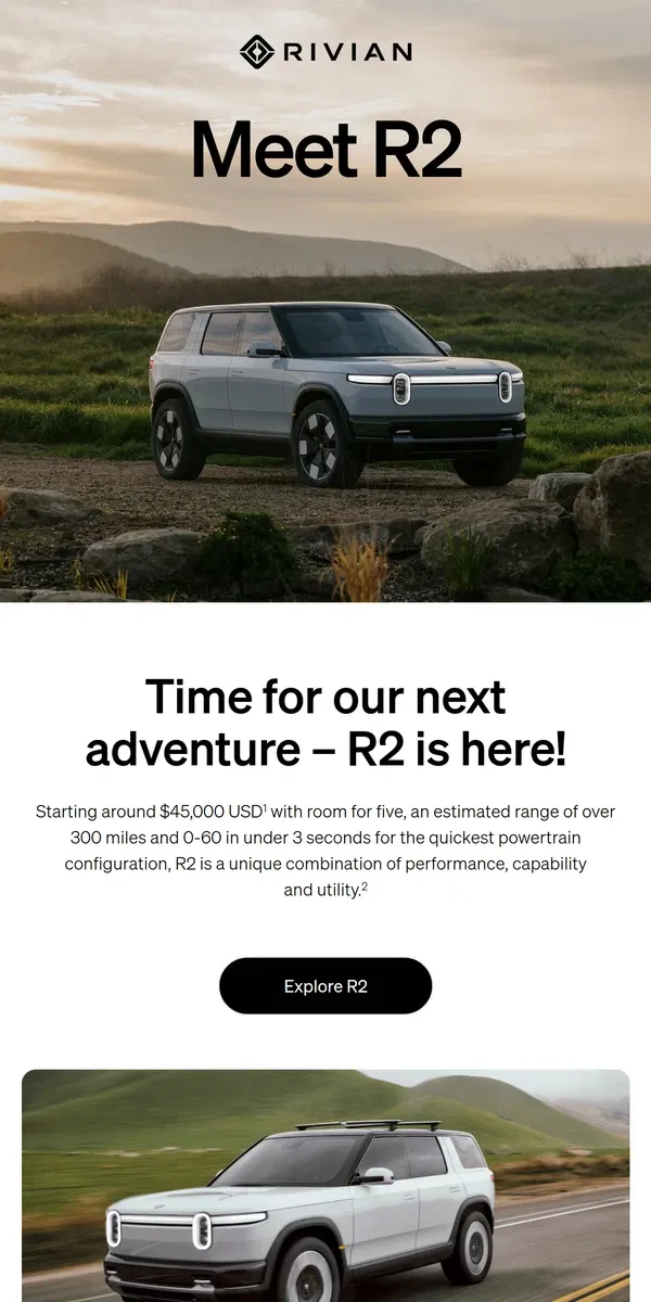 Email from Rivian. Get to know R2