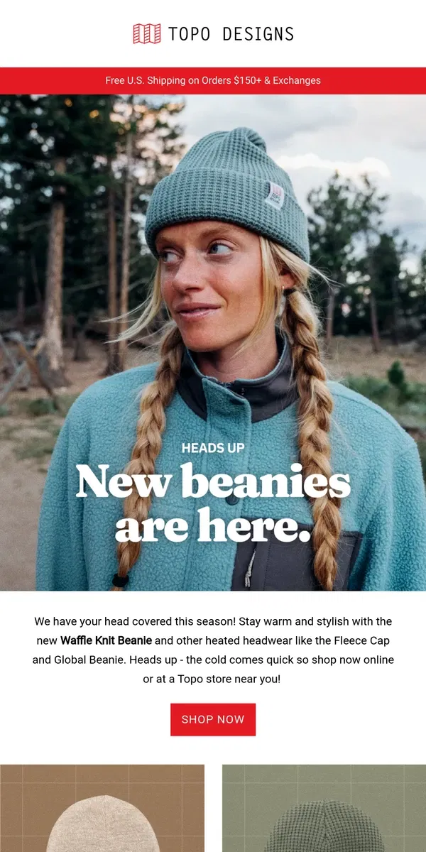 Email from Topo Designs. Heads up, new beanies are here!