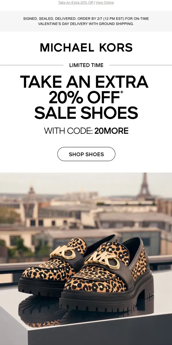 Email from Michael Kors. Sale Shoes In Your Size