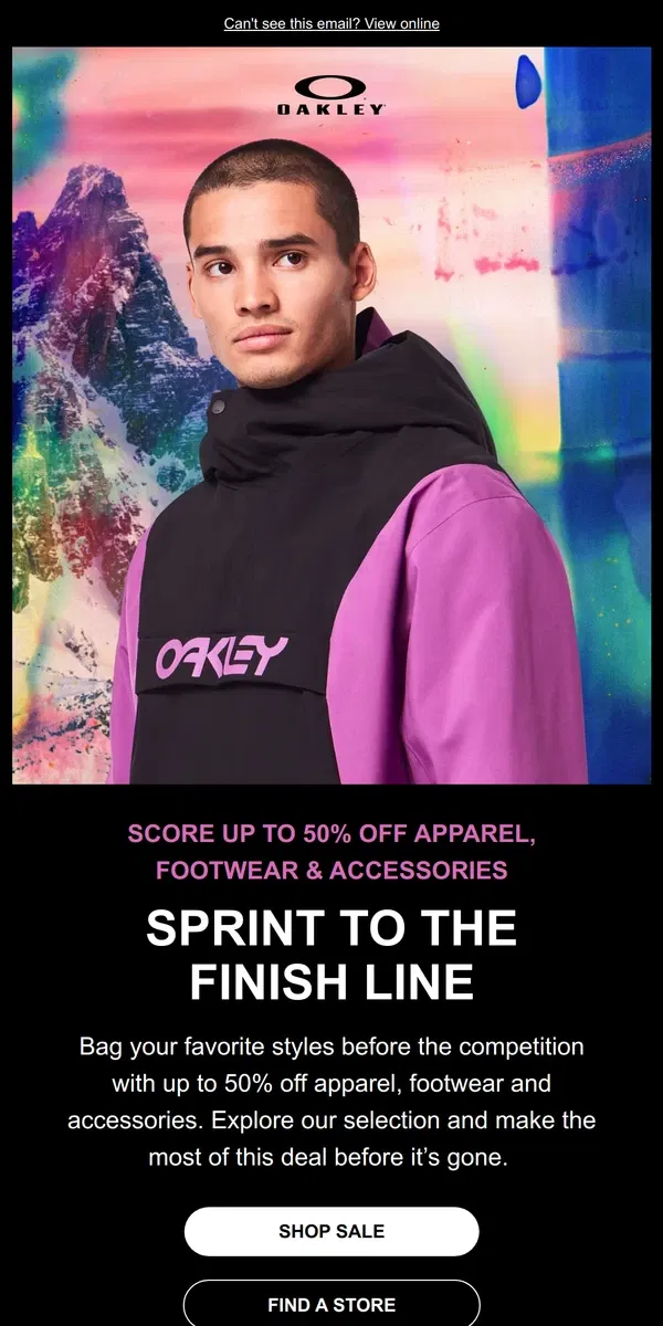 Email from Oakely. The End Of Season Sale Is On