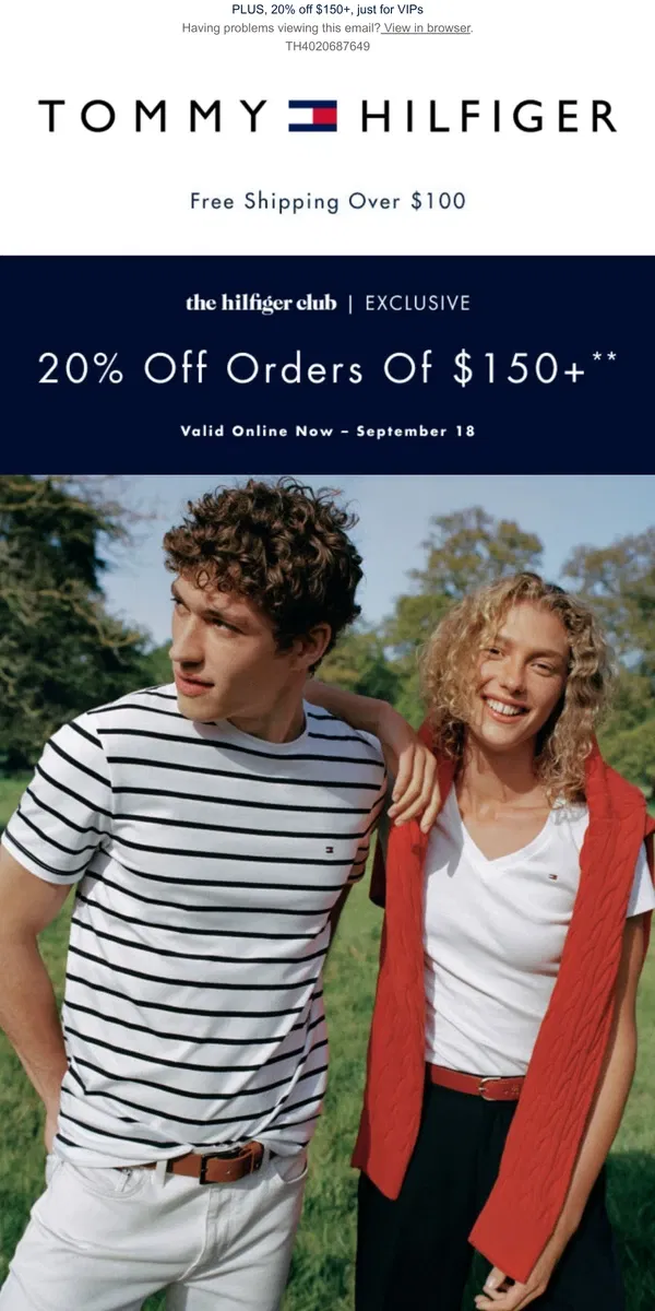 Email from Tommy Hilfiger. ON NOW! 50% off ALL tees, this weekend only