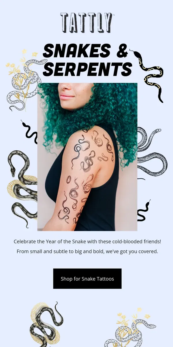 Email from Tattly. Sensational Snakes 🐍