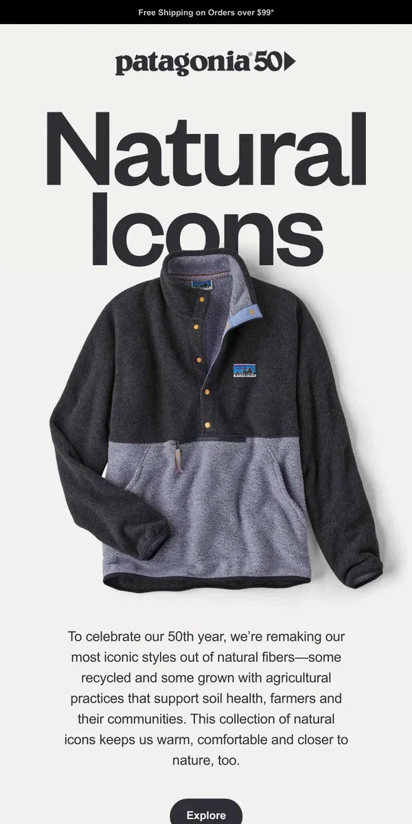 Email from Patagonia. Meet Natural Icons