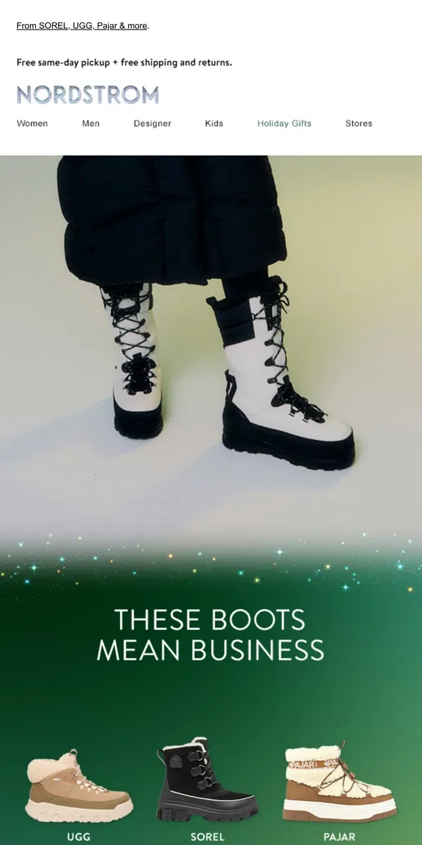 Email from Nordstrom. Brrr-proof boots ❄️