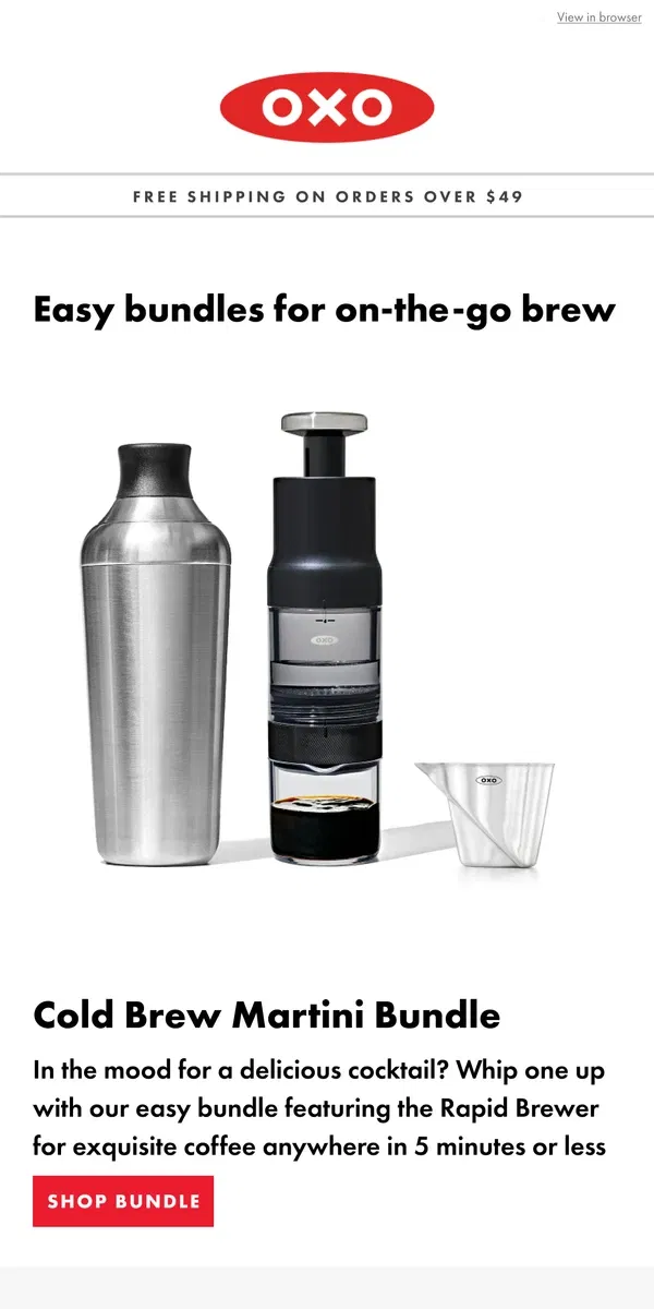 Email from OXO. Exquisite homemade coffee everyday