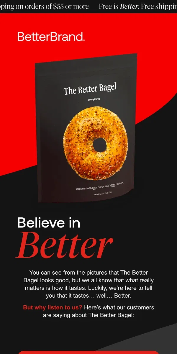 Email from BetterBrand. 10% Off Better Bagels